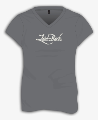 La#back Logo Off White On Charcoal Ladies Chill V Neck - Active Shirt #8622036