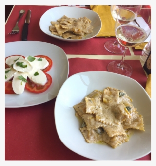 Mouthwatering Spinach Ravioli In A Walnut Cream Sauce - Caprese Salad #8622206