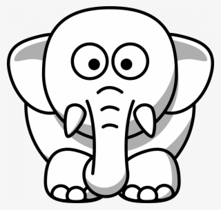 Large Size Of Simple Elephant Head Drawing Of Line - Elephant Black And White Cartoon #8626546
