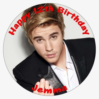 Justin Bieber Edible Personalised Round Birthday Cake - Justin Bieber #8631012