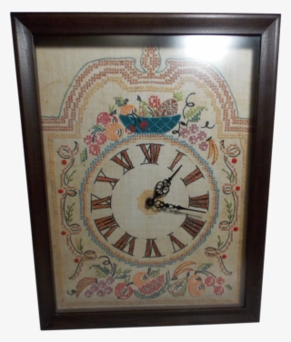 Vintage Clock With Hand Stitched Embroidered Clock - Picture Frame #8631819