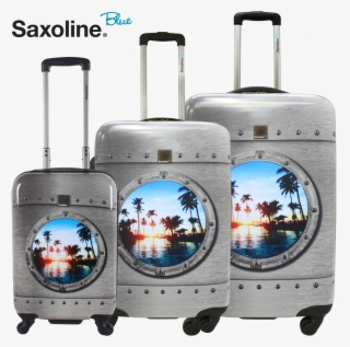 Saxoline Blue Trolley Set Of 3 Pieces Porthole Print - Hand Luggage #8633420