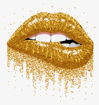 Gold Sticker - Sparkling Lips Clip Art #8636485