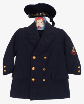 Wwii Era Childs Navy Coat & Hat - Button #8639929