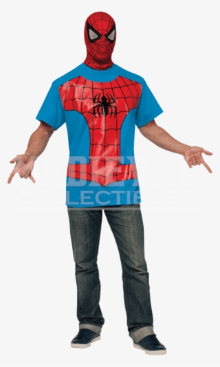 Adult Spider Man Costume Top And Mask - Spiderman Costume For Adult Male #8641621