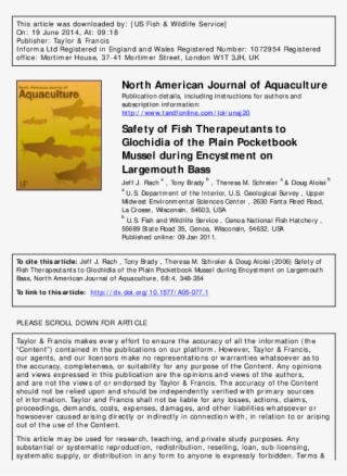 Safety Of Fish Therapeutants To Glochidia Of The Plain #8642174