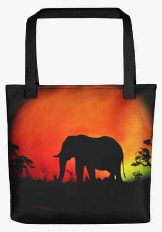 Elephant At Sunset Tote Bag Silhouette Design With - Tote Bag #8643907