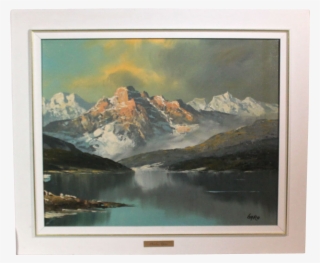 Charles Garo Snowy Mountain Landscape Acrylic Circa - Painting #8647791