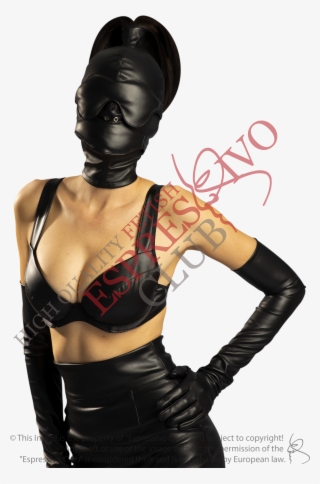 Leather Ponytail Hood Soft Blindfold & Muffle Gag - Latex Clothing #8655363