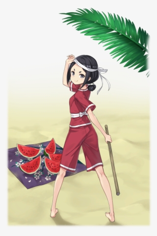 Barefoot Beach Black Eyes Black Hair Blindfold Removed - Cartoon #8655523