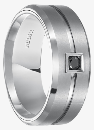 10 Cwt Genuine Black Diamond Ring White Tungsten - Titanium Ring #8665548