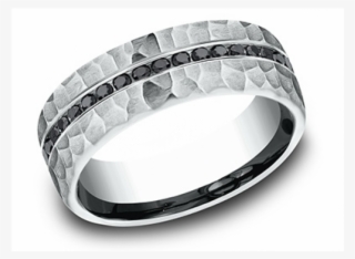 Black Diamond Hammered Style Wedding Band - Titanium Ring #8665630
