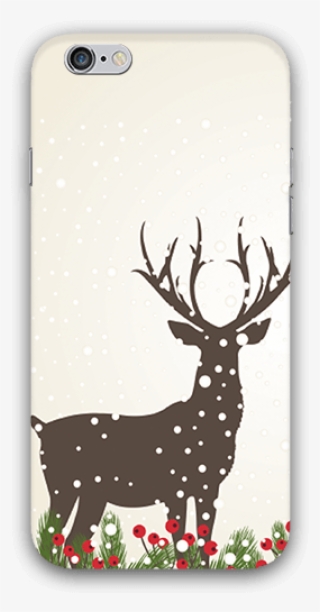Deer Background With Snow Iphone 6 Mobile Case - Mobile Phone #8665966
