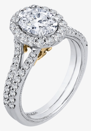 Oval Diamond Halo Vintage Engagement Ring With Split - Pre-engagement Ring #8673896
