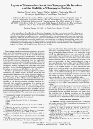 Layers Of Macromolecules At The Champagne/air Interface - Document #8674425