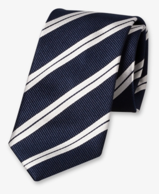 Dark Blue Tie With White Stripes - Navy Med Hvid Striber Slips #8678439