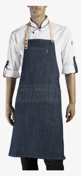 Denim Apron With Leather Straps - Waiters Aprons #8683384