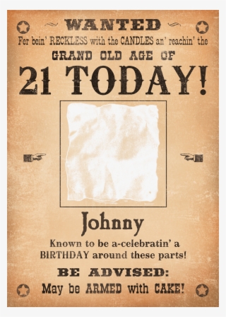 Photo Upload Card - Birthday 40 Wanted Poster #8687946