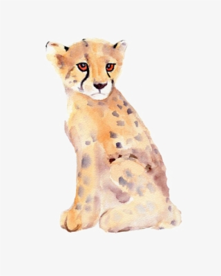 Watercolor Painting Print Baby Cheetah #8695837