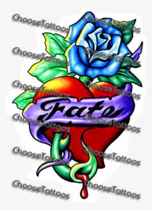 Purple Banner Ribbon Heart - Heart With Rose And Ribbon #878701