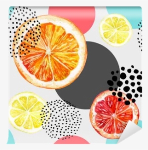 Watercolor Fresh Orange, Grapefruit And Colorful Circles - Abstract Grapefruit Watercolur #878750
