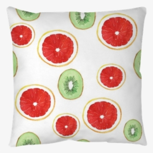 Watercolor Grapefruit Kiwi Pattern Fruit Throw Pillow - Kunstdruk: Watercolor Kiwi By Shat88, 30x30cm. #878771