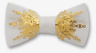 Gothic In White Gold Bow Tie - White Gold Bow Tie #8701023