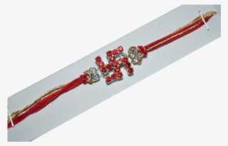 Red Diamond Designer Swastik Rakhi - Sword #8703242