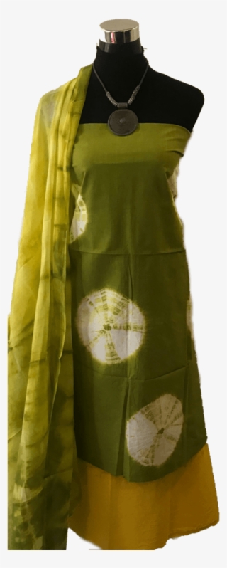 Shibori Green Dress Material Green Dupatta - Cocktail Dress #8703805