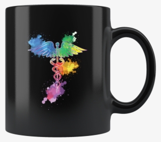 Colorful Watercolor Caduceus Medical Symbol Nurse Doctor - Mug #8705356
