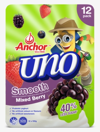 Anchor Uno Mixed Berry Yoghurt 12 X 100g Pack - Soprole #8707302