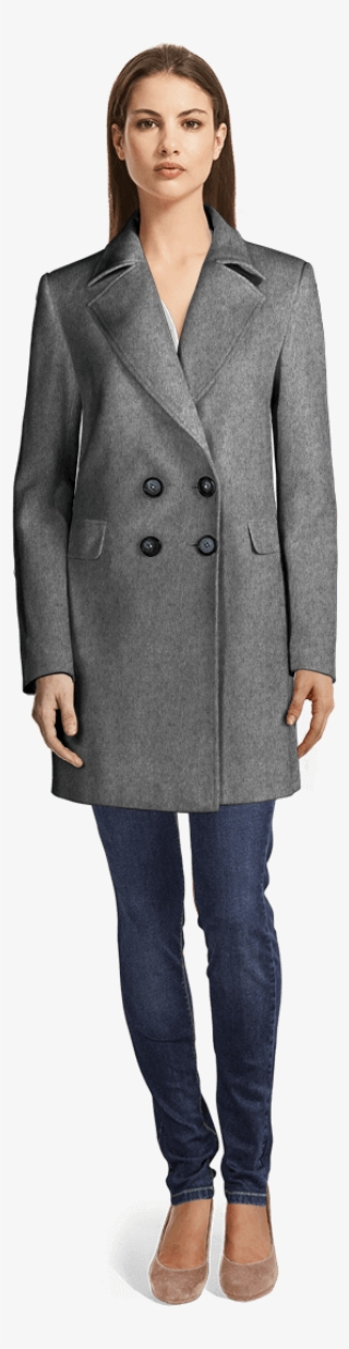Double Breasted Coat - Woman In Coat Png #8708176