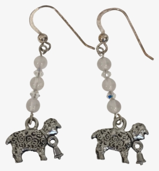 Sheep Sterling Silver Rose Quartz Swarovski Crystal - Earrings #8708279