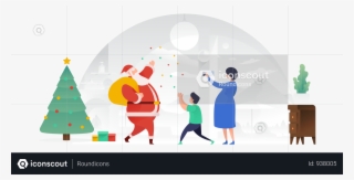 Santa Claus Spreading Joy Illustration - Christmas Tree #8709400