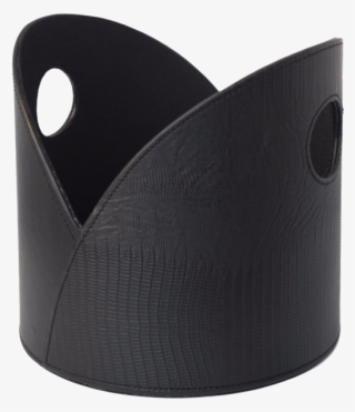 Black Leather Basket - Wood #8709825