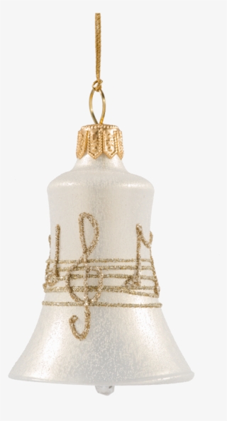 Glass Bell Creme Colored With Musical Notes - Church Bell #8713675