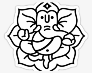 Drawing Ganesh With Flower #8715773