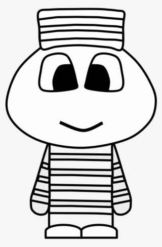Prisoner, Uniform, Big Eyes, Cartoon Person, Black - Cartoon #8720490