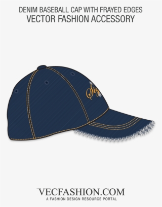 Denim Baseball Cap With Frayed Edges - Baseball Cap #8721844