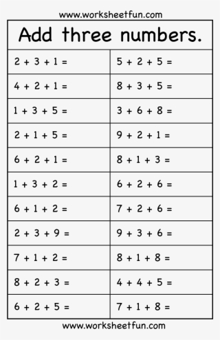 Add Three Numbers 1 Worksheet / Worksheets - Add Numbers #8722956