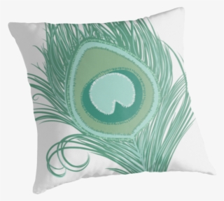 Mint Peacock Feather Pillow - Cushion #8724284
