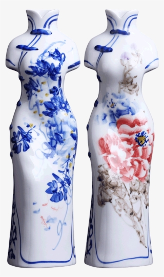 Hand Painted Ceramic Blue And White Porcelain Cheongsam - Blue And White Porcelain #8726091