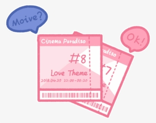 Movie Tickets Pink Kawaii Cute Theatre - Diagram #8729871