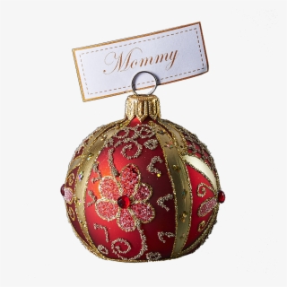 Hand Crafted Christmas Ornament Red Flowered Cardholder - Christmas Ornament #8730519