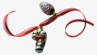 A Bright Red Ribbon With Ornaments Make A Cheerful - Bell #8730842