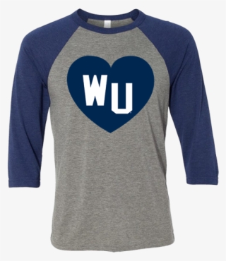 Washburn University Wu Heart Canvas Triblend Baseball - Long-sleeved T-shirt #8731932