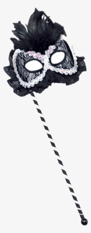 Masquerade Mask With Stick - Mask On Stick Png #8738580