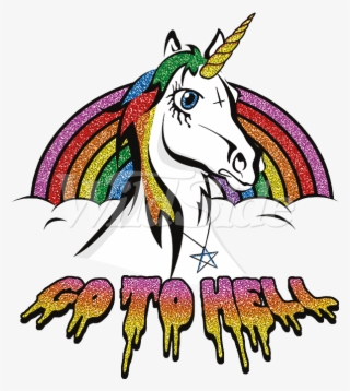 Go To Hell Satanic Unicorn - Horse Head Silhouette #8742961