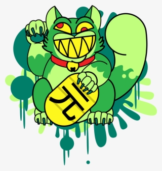 Maneki Neko Tattoo - Green Maneki Neko Art #8745332