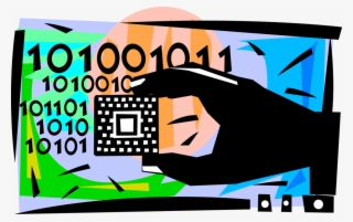 Vector Illustration Of Integrated Circuit Microprocessor - Graphic Design #8745537